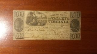 The Bank Of The Valley In Virginia $50 Banknote Charlestown Va photo