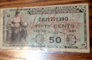 U.  S.  Military Payment Certificate 50 Cents Series 481 Currency Circulated Grade photo