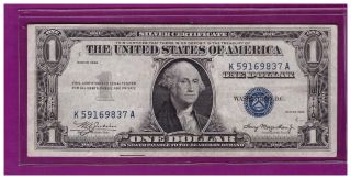 Vintage $1 1935 - Plain Silver Certificate One Dollar Bill 1 Double Date Blue L233 photo