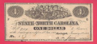 North Carolina Raleigh 1863 $1 (one Dollar) photo