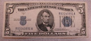 1934 - D $5 Us Silver Certificate photo