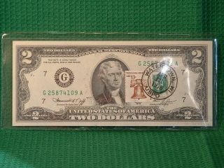 1976 Two Dollar Bill 1st Day Cancel & Stamp Watertown,  Wi photo