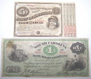 Rare 1800 ' S Collectables,  1886 Baby Bond And 1873 Railroad Fare Ticket photo