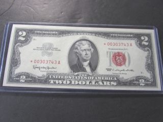 1963 $2 Dollars Star Strong Red Seal Crispy,  Bright And Very Scarce photo