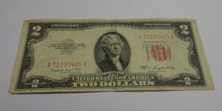 1953 B Red Seal $2.  00 Bill Two Dollar Bill Banknote (2) photo