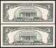 2 X Consecutive Frn 1988 - A Atlanta $5.  00 Dollar Bills Crisp Unc Small Size Notes photo 2