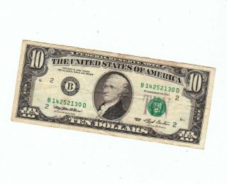 $10 Ten Dollar 1993 Federal Reserve Note Bank Of York Old Style Money Bill photo