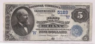 Serie1882 $5 First National Bank Of Durant Oklahoma Note photo