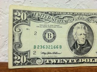 1995 Us $20.  00 Bill York Twenty Dollar Note Circulated B23632166b photo