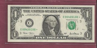 . B) 2001 Rare $1 Star Note / Unique Serial Number /fr.  1926 - C / Gem Uncirculated photo