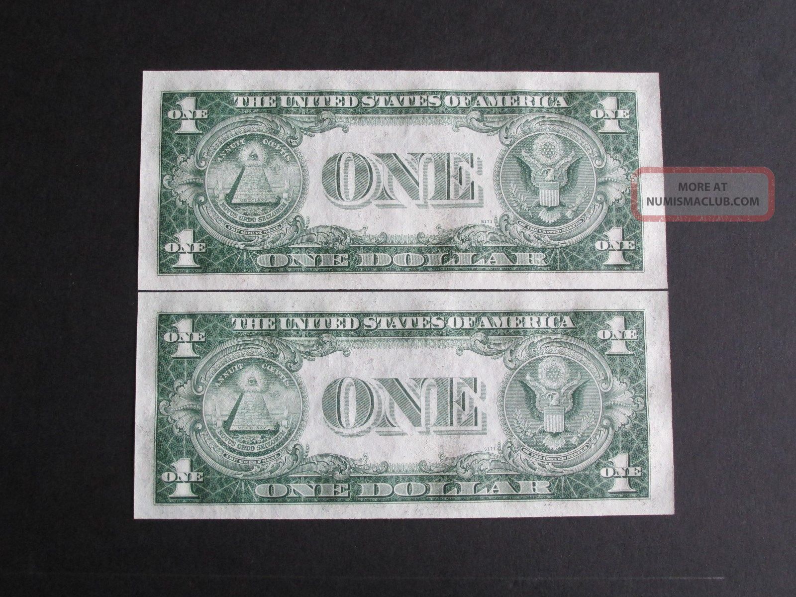 1935 D $1 Silver Certificate Narrow 4 Consecutive Ch Unc