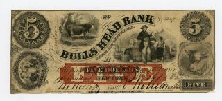 1862 $5 The Bulls Head Bank York Note Civil War Era photo