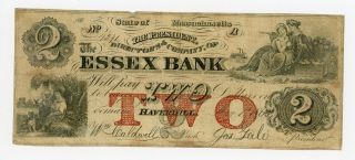 1863 $2 The Essex Bank - Haverhill,  Massachusetts Note Civil War Era photo