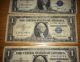 Four $1 One Dollar Silver Certificates Circulated/worn (1) 1935d,  (3) 1957 Small Size Notes photo 1