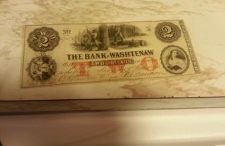 1854 $2 The Bank Of Washtenaw - Ann Arbor,  Michigan Note photo
