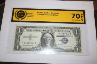 $1 Silver Certificate Series 1957b Blue Seal Unc 70 Ppq Perfect One Day photo