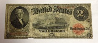 1917 $2 Dollar Red Seal Bracelet Large Currency Note Us photo