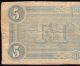 1864 $5 Dollar Bill Confederate States Currency Civil War Note Old Paper Money Paper Money: US photo 2