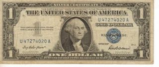 1957 Us $1 Silver Certificate,  Mediu To Circulated Note (a - 31) photo