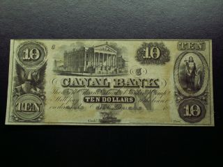 1850 ' S Orleans Canal Bank $10 Ten Dollar Note - Gallier Hall photo