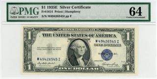 1935e Fr.  1614 $1 U.  S.  Silver Certificate Note - Pcgs Ch.  Cu 64 photo
