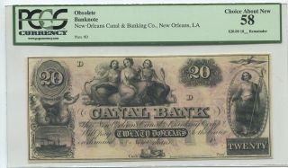 Canal Bank Of Orleans $20 Au58 By Pcgs - 1800 ' S photo