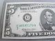 1969 $5.  00 Federal Reserve Note Crisp Unc. Small Size Notes photo 2