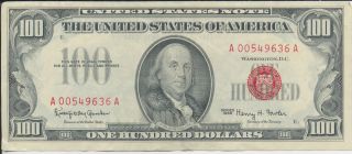 1966 $100 United States Note - Red Seal - Lightly Circulated Nr photo