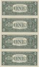 Uncut Sheet Of 4 1988 - A Federal Reserve Bank Of Dallas Texas Small Size Notes photo 1