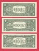 2003 $1 Frn Star ' S Uncirculated Three Consecutive York Dist Nr Small Size Notes photo 2