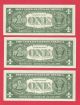 1963 $1 Frn ' S Three Consecutive Uncir Fr 1900d Cleveland District Nr Small Size Notes photo 1