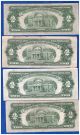 (4) 1953,  A,  B,  C Old Us Note Legal Tender Paper Money Currency Red Seal C - 20 Small Size Notes photo 1