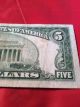 Us Currency 1953 A Lincoln $5 Dollar United States Note Blue Seal. Small Size Notes photo 7