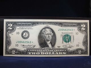 1976 $2 Frn Star Note.  J - 10 Kansas City District.  Only Two Folds Rare photo