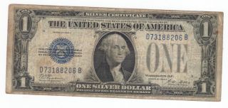 1928a Funnyback Blue Seal Silver Certificate D73188206b,  Old Paper Money photo