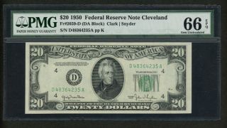 $20 1950 Cleveland Pmg 66 Epq Scarce Jewel photo