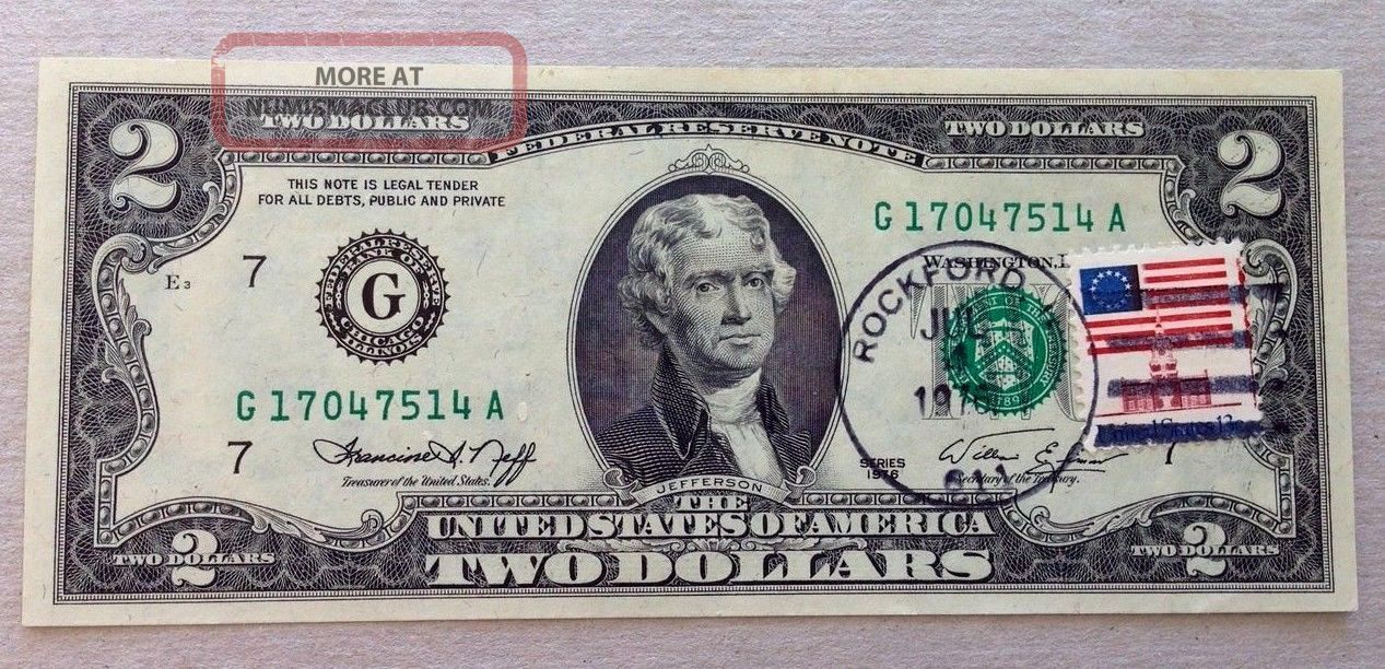 1976 2 Dollar Bills Stamp Uncirculated Independence Day 7 04 76 Rare
