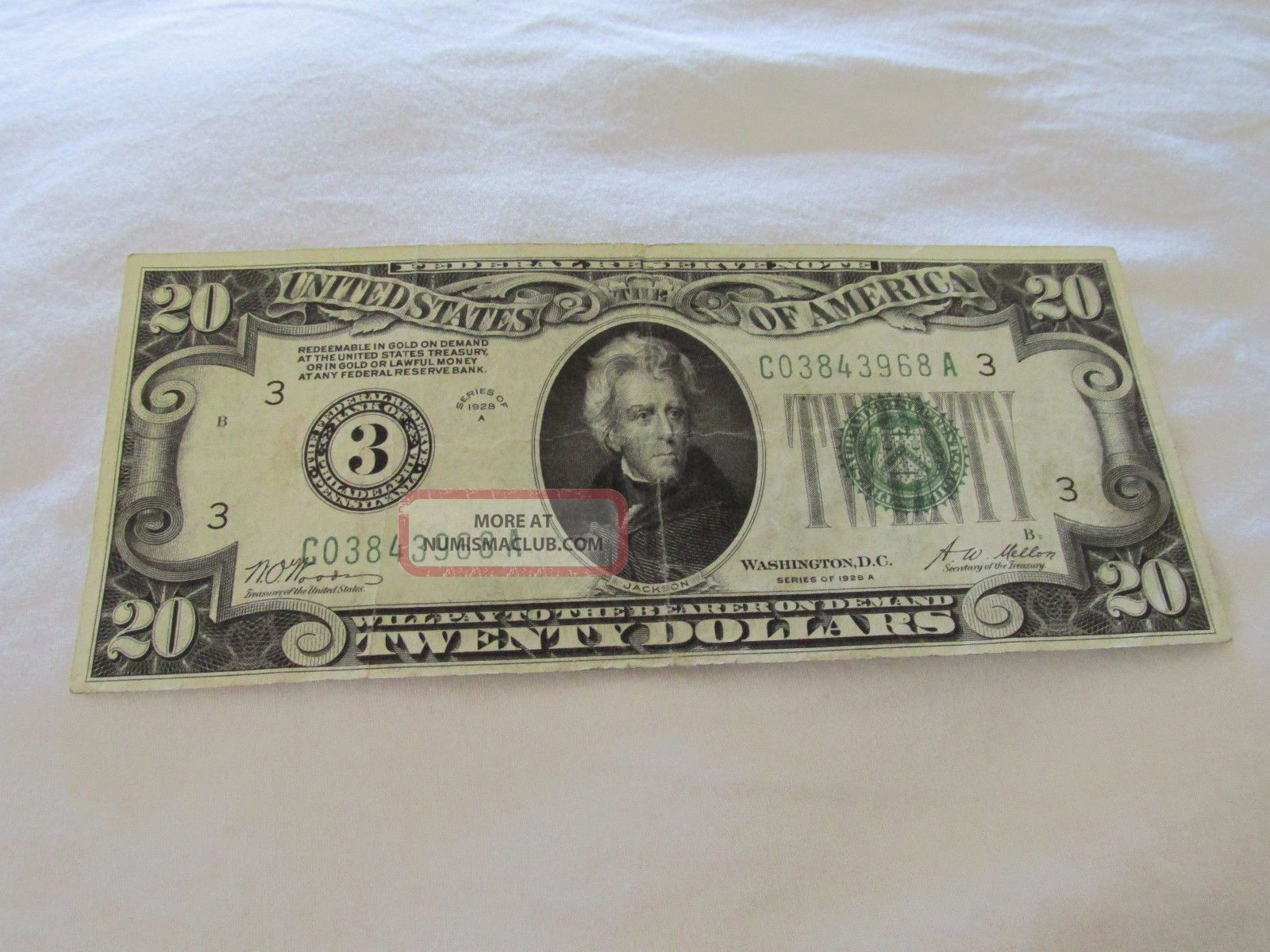 1928a Twenty $20 Dollar Bill Green Seal Small Size Notes photo