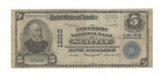 Series 1902 Unsigned $5 Natonal Currency University National Bank Of Seattle photo
