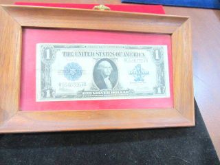 Large One Dollar Silver Certificate Framed Series 1923 Bill Has Been Folded photo