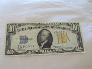 1934a Ten $10 Dollar Silver Certificate Gold Seal photo