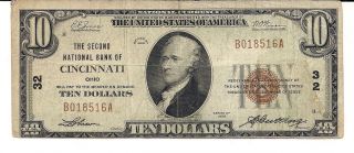 1929 $10 National Bank Note The Second National Bank Of Cincinnati Ch 32 photo