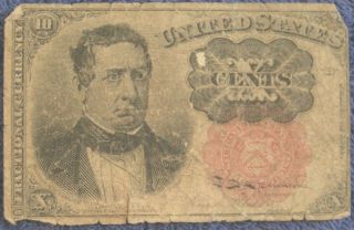 Series Of 1874 U.  S.  10 Ten Cents Meredith Fractional Note Bill Currency 0.  10 photo