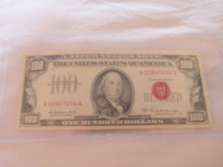 1966a Red Seal $100 Hundred Dollar Bill photo
