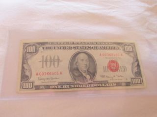 1966 Red Seal $100 Hundred Dollar Bill photo