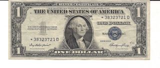 Series 1935 E $1 Small Size Silver Certificate Star Note Gorgeous Star Note photo