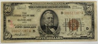 Series 1929 $50 Federal Reserve Bank Cleveland Ohio National Currency photo