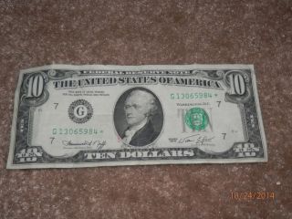 1974 $10 Dollar Bill Star Note photo