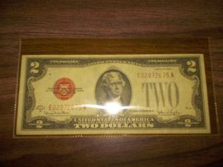 1928 Us Red Seal 2 Dollar Bill photo
