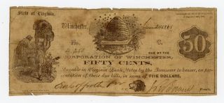 1861 50c The Corporation Of Winchester,  Virginia Note - Civil War Era W/ Slaves photo